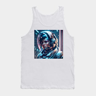 Neon cyberpunk astronaut woman Tank Top